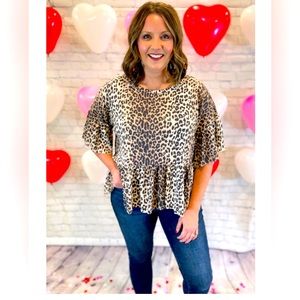 LAURA BIANCHI MADE IN ITALY LEOPARD PRINT CROPPED TOP IN SIZE SMALL